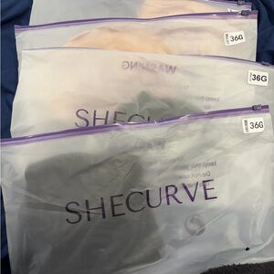 Shecurve 36F, black and nude bras